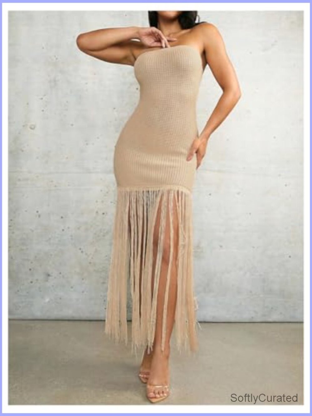 Crochet Strapless Tube Dress Backless Fringe Bodycon Maxi - Picture 5 of 5